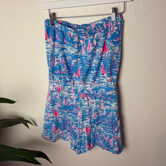 🌊 Lilly Pulitzer Sailboat Print Strapless Romper – Size Small - Picture 4 of 4